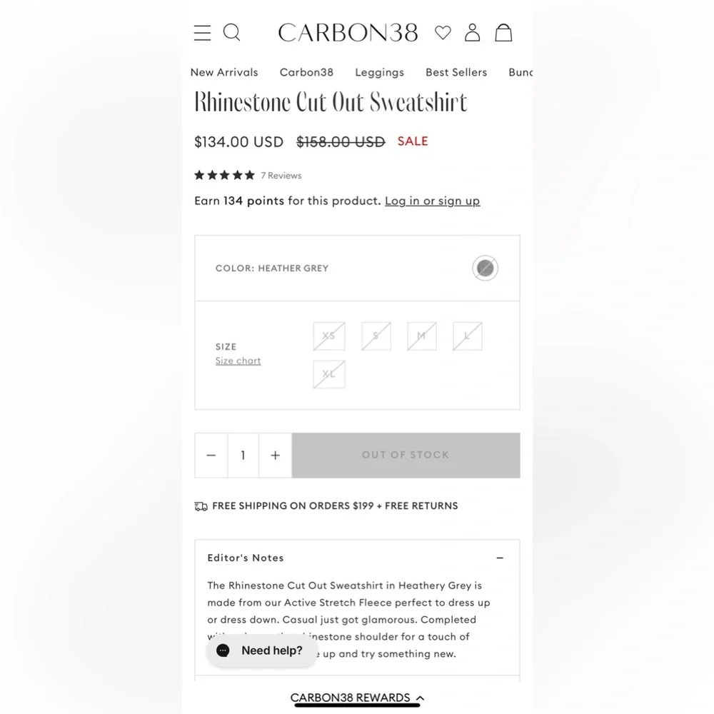 Carbon38 Rhinestone cut out Gray Sweatshirt with Embellished Shoulder - Picture 16 of 16